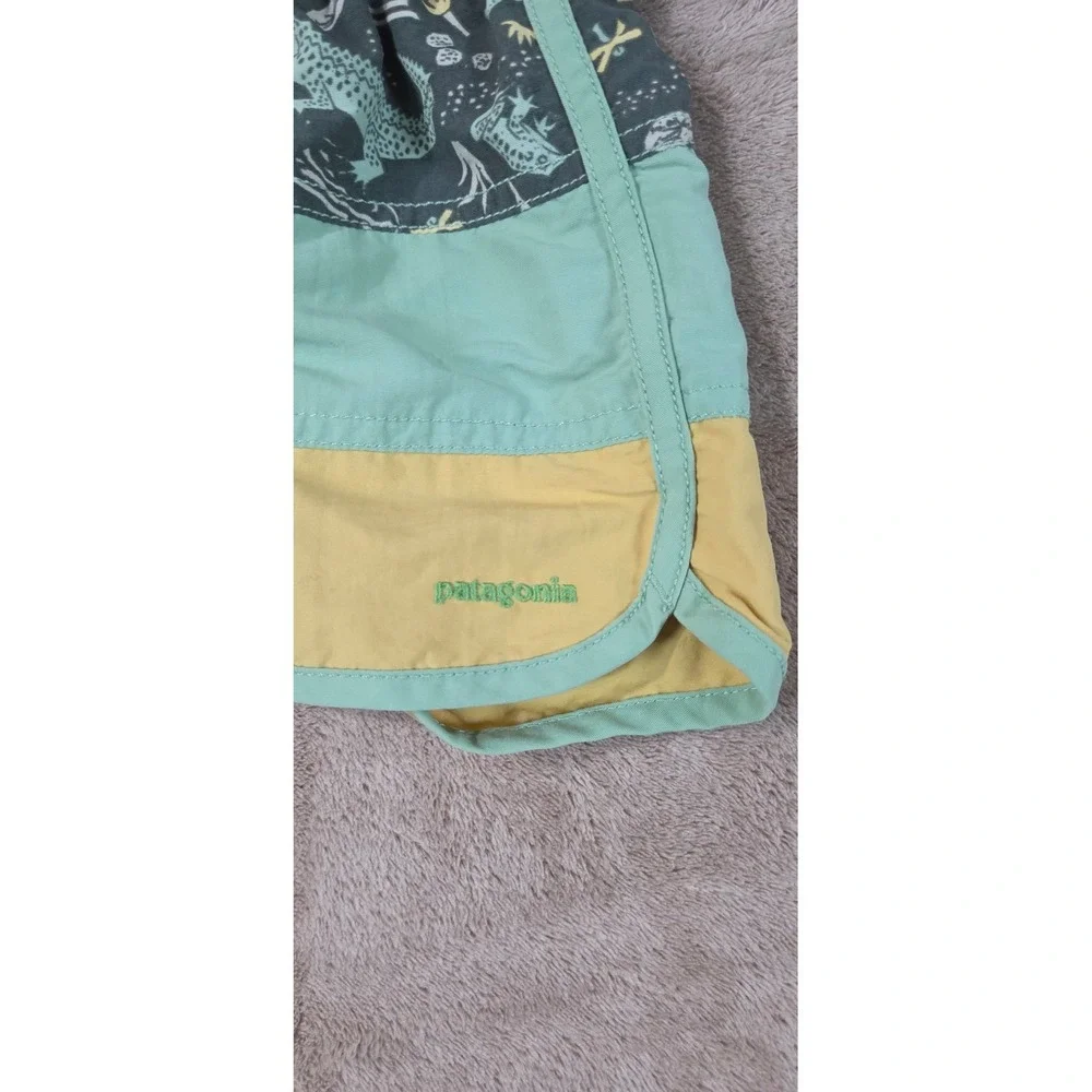 Patagonia swim shorts toddler size 3T Green Yellow Worn Wear 60310S EUC